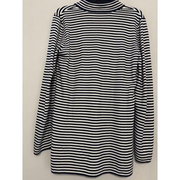 Tory Burch Nautical Resort Blue White Striped Cotton Tunic Medium Preppy Beach - Picture 3 of 8